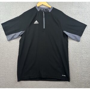 Adidas Climalite Fielders Choice 1/4 Zip Batting Shirt Mens Small Black S/S NWT